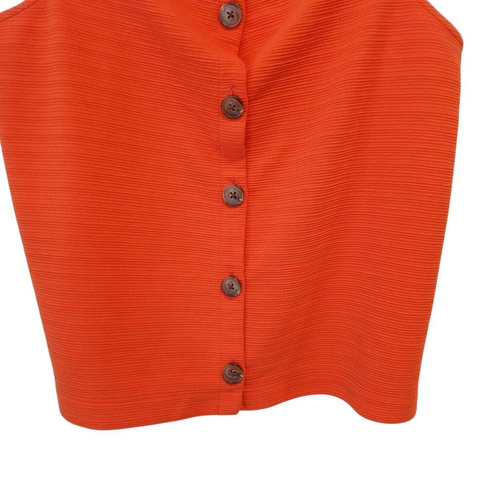 J. Crew Orange Button-Front Ribbed Tank - Picture 4 of 12